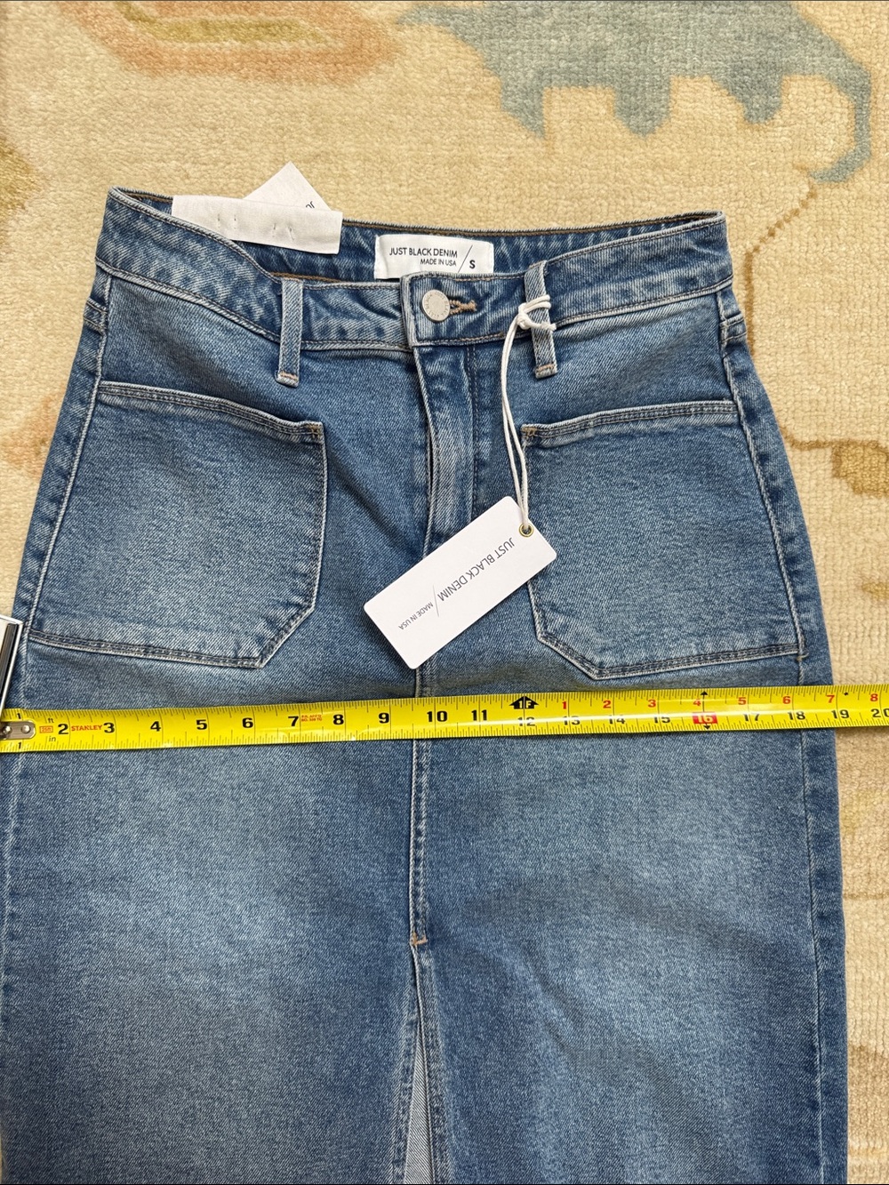 Mid Wash Denim Midi Skirt with Front Slit - Blue - Picture 9 of 11